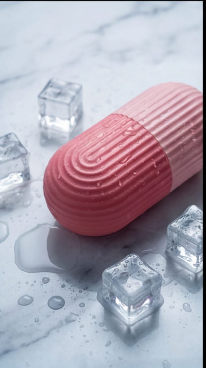 Ice Roller for Face, Facial Ice Roller for Glowing Skin, Ice Roller for Face Massager, Puffy Eyes & Skin Tightening, Reusable & Unbreakable Face Roller for Men & Women (Pink)